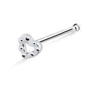 Balls Heart Shaped Silver Bone Nose Stud NSKD-1011